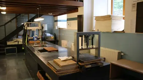 Een atelier in het Malmundarium in de oude abdij van Malmedy